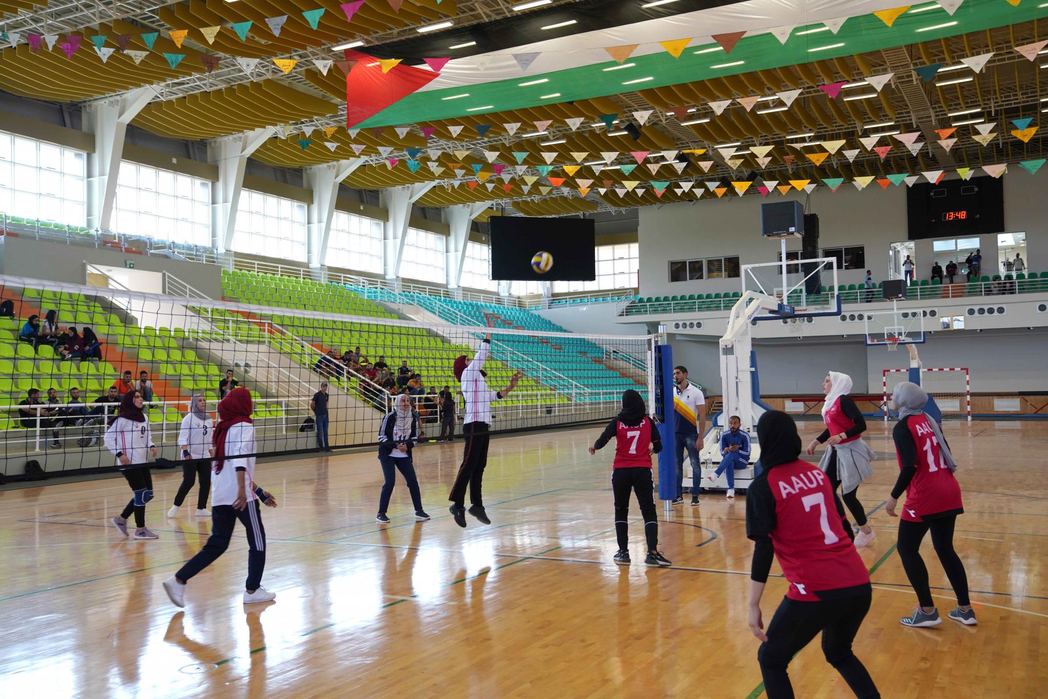 Women's volleyball match between AAUP team and Marj Ebin Amer team