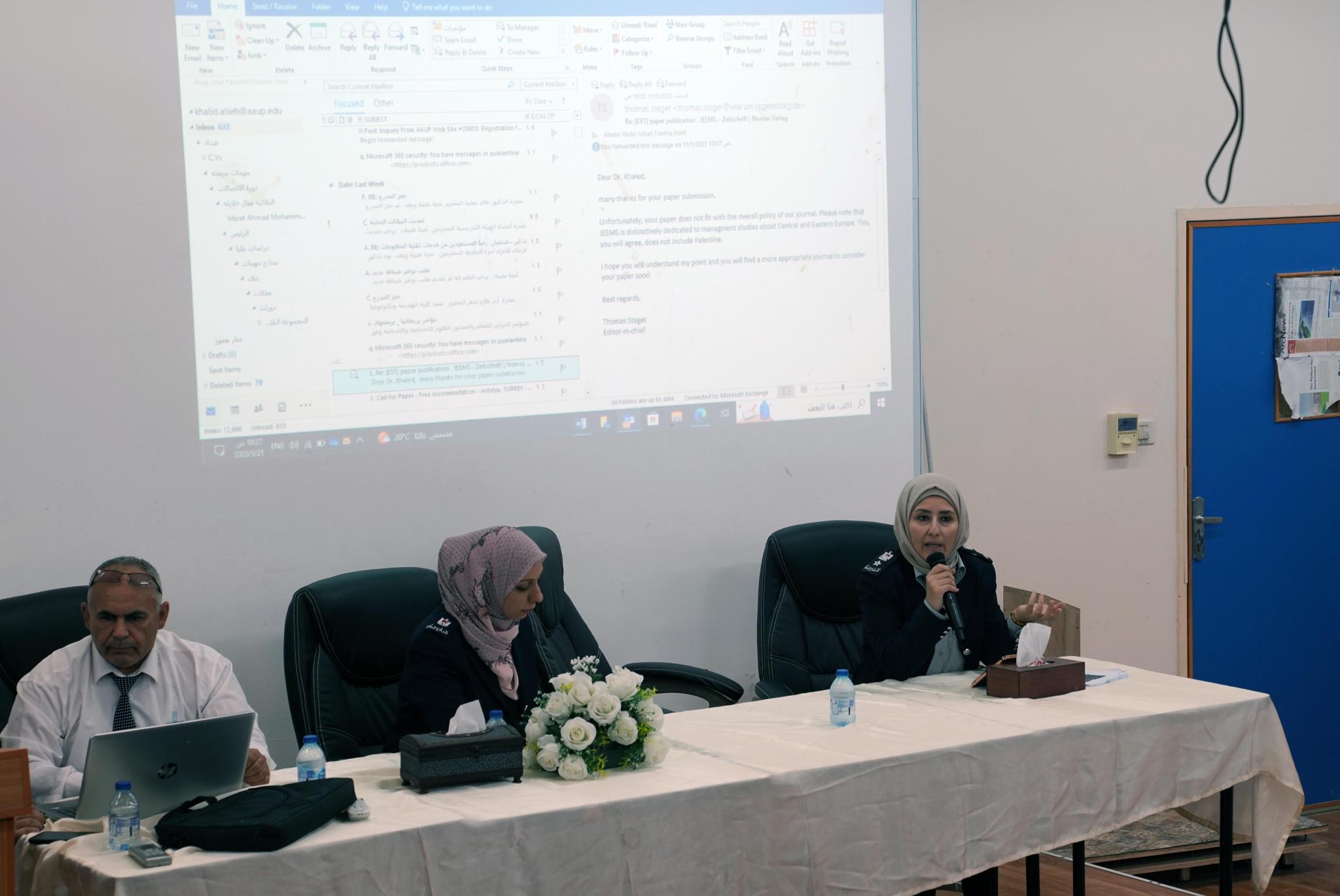 AAUP and the Civil Defense of Jenin Hold a Workshop on Natural Disasters and Crisis Management