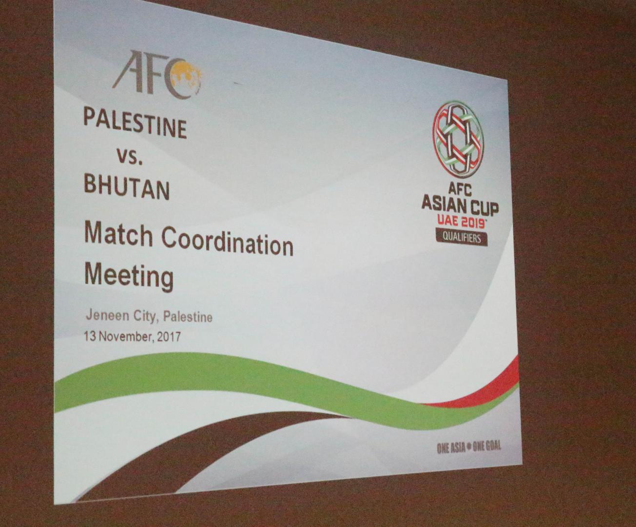SHOTS FROM THE TECHNICAL CONFERENCE FOR THE MATCH BETWEEN PALESTINE AND MALDIVES TEAMS