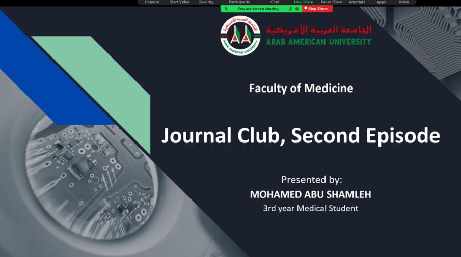 كلية الطب في الجامعة العربية الأمريكية تطلق سلسلة جديدة من النشاط البحثي Journal Club