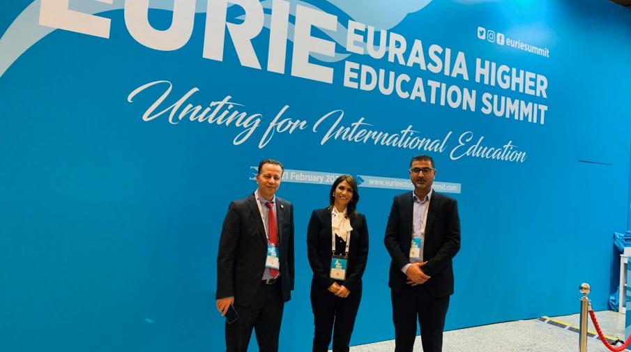 The participation of Dr. Dalal Iriqat- the VP for International Realtions, Dr. Ahmad Sadaqa- the VP for Planning and Quality Affairs and Mr Fathi Imour- the Public Relations Manager in the Eurasia Higher Education Summit in Istanbul