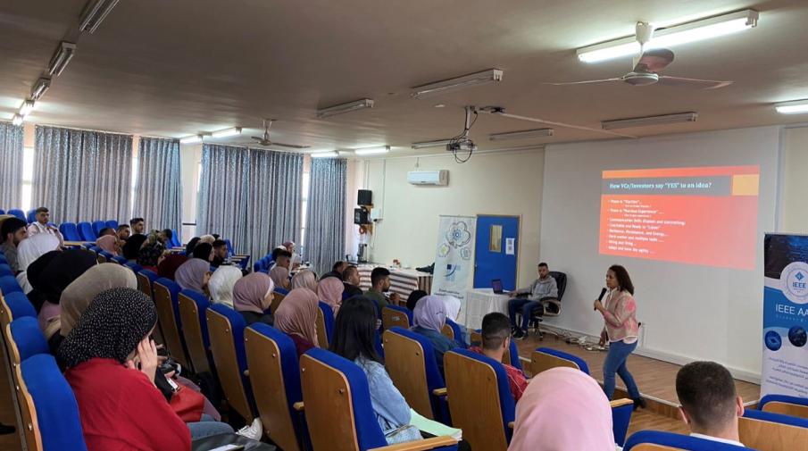 Hassib Sabbagh Center in AAUP and Under Collaboration with the Faculty of Engineering and IT and IEEE Organize a Workshop Entitled “Investable Ideas” Related to DocTech Competition