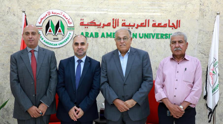 The University president Prof. Dr. Ali Zidan Abu Zuhri welcomes the Undersecretary of Media Ministry Dr. Fayes Abu Aita