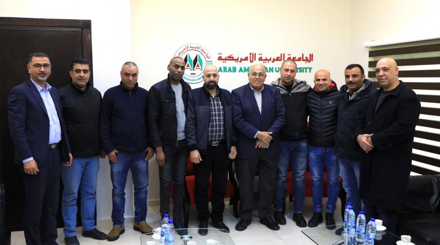The University President welcoming Social Youth Center of Jenin Camp delegation