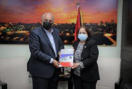 The university President, Prof. Ali Zeidan Abu Zuhri and Dr. May Kaileh- the Health Minister