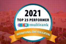 حصول الجامعة على المرتبة الثامنة عالميا ضمن أفضل 25 جامعة على مستوى العالم في معيار International joint publications وذلك في تصنيف U- Multirank