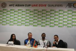 FOOTAGE FROM THE PRESS CONFERENCE FOR PALESTINE AND MALDIVES TEAMS COACHES