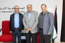 ASSISTANT UNDERSECRETARY OF THE HIGHER COUNCIL FOR YOUTH & SPORTS MARWAN WISHAHI, AND DIRECTOR OF THE ACADEMIC AFFAIRS DEPARTMENT IN THE PALESTINIAN POLICE, COLONEL MANSOUR KHOZAIMIA VISITS THE UNIVERSITY