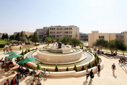A fountain square at the university